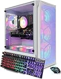 STGAubron Gaming PC Computer Desktop, Intel Core i7 up to 3.9GHz, GeForce GTX 1660 Ti 6G, 16G RAM, 512G SSD, WiFi, BT 5.0, RGB Fan x6, Windows 11 Home,White