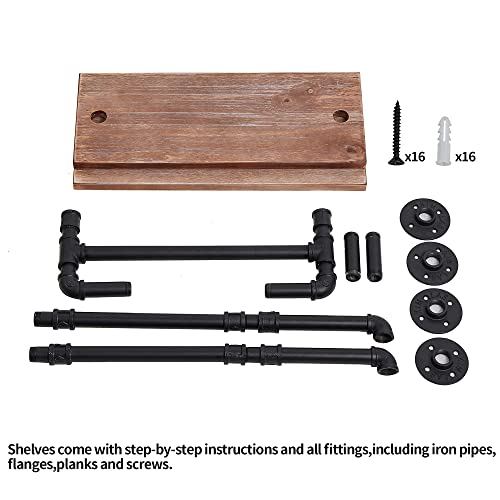 Rogmars Industrial Pipe Shelf Floating Shelves Bathroom,Industrial Pipe Shelving Farmhouse Bathroom Shelves With Towel Bar Towel Rack Over Toilet Industrial Shelf Rustic Wall Wood Shelves 19.7 Inch #TOP6