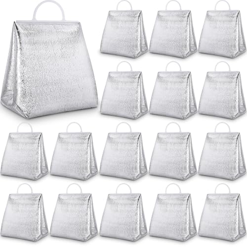 Zhehao 16 Pcs Hot Cold Food Insulated Bag Thermal Bag Shipping Reusable Lunch Bags Shopping Bags Food Bags Thermal Cooler for Fruit Meat Ice Cold Beers Keeps 3 Hours (12.2 x 11.42 x 7.48 Inch)