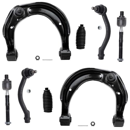 Image of Detroit Axle - 8pc Front End Control Arms Kit for Hyundai 06-11 Azera, 06-10 Sonata, 4 Tie Rod Ends 2 Upper Control Arms with Ball Joint 2 Boots 2006 2007 2008 2009 2010 Replacement