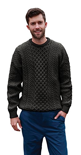 Men's Irish Traditional Wool Pullover Sweater (X-Small, Derby)