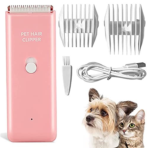 Favrison Tondeuse de toilettage professionnelle pour chiens - Pour poils épais - Rechargeable et étanche - Pour chiens et chats - Rose