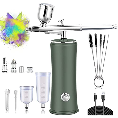 Aerographe, Rechargeable Compresseur Portable Kit Aérographe sans Fil pour modélisme, Maquillage, Tatouage, gâteau, Nail Art et Artisanat