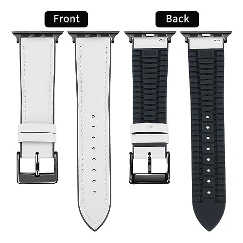 Image of BINLUN Leather Silicone Bands Compatible with Apple Watch 38mm 40mm 41mm 42mm 44mm 45mm 46mm 49mm Sweatproof Replacement Strap for iWatch 11 /10 /9 /8 /7 /6 /5 /4 /3 /2 /1 /Ultra /SE Men Women