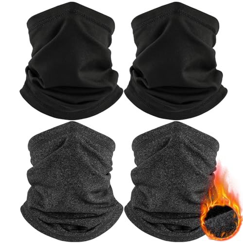 HEGGCOOE 4 Stück Schlauchschal Herren und Damen,Winddicht Warm Winter Loop Schal Halswärmer Halstuch Ski Maske für Outdoor Skifahren Motorrad Laufen Radfahren Fahrrad (2x Schwarz +2x Grau)