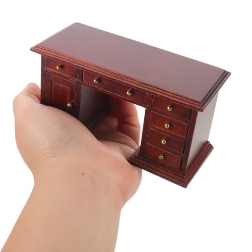 Escritorio y silla en miniatura 1:12 de madera realista Toyvian para casa de muñecas 4