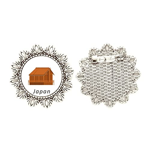 Broche tradicional japonés de plata mediana con diseño artesanal de flores
