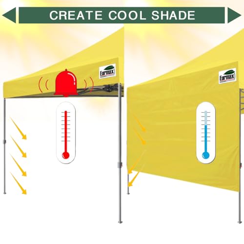 Image of Eurmax USA 10x4.8 Pop Up Canopy SunWall-UV Protection for Tents,Blocks Sunlight&Wind,Water Resistant Side Wall Only,Easy Hook & Loop Installation,Fit for 10FT Straight Leg Shelters&Gazebo,Yellow