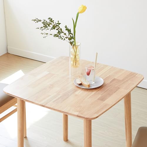 Image of Livinia Aslan 29.5 inch Malaysian Oak Square Wooden Dining Table /Small Solid Wood Kitchen Desk (Natural Oak)