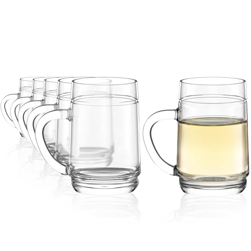 Stölzle Oberglas Robuste Weinkanne 0,25 l 6er Set mit Weinlaub Dekor I Hochwertige Trinkgläser mit Henkel 6 Stück für Rotwein Weißwein I Spritzerglas 250ml spülmaschinenfest & bruchsicher