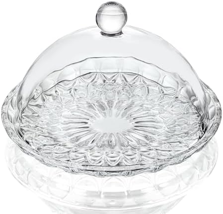 kanpura 7'' Clear Glass Cake Stand with Dome Lid Crystal Cake Hol...