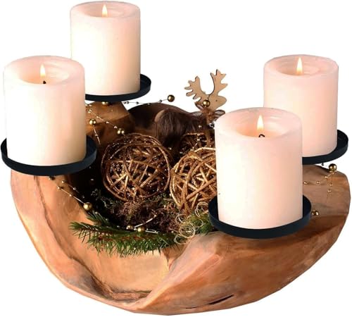 Homecall Adventskranz Modern – Kerzenhalter aus Holz für die...