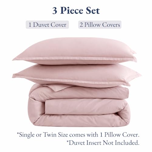 Image of LANE LINEN Double Duvet Cover Set Sepia Rose - 100% Organic Cotton Bedding 200x200cm, Soft Breathable 3 Piece with Button Closure, 2 Pillow Cases Included, Comforter Not Included