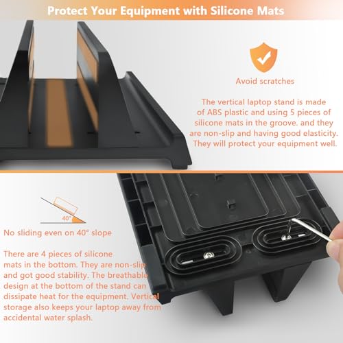 Soporte vertical para laptop con organizador ABS ajustable miniatura 5