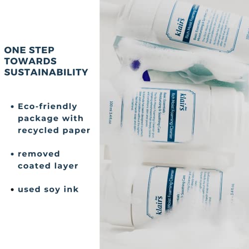 Klairs K-Beauty Skincare Rich Moist Foaming Cleanser, 3.4 fl oz (100 ml) - Image 6