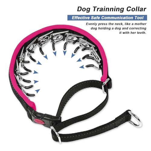 Image of Martingale No Pull Dog Collar - Heavy Duty Nylon With Buckle, Adjustable Anti Pull Reflective Slip Collar for Large Medium Small Dog Training Walking M Hot Pink
