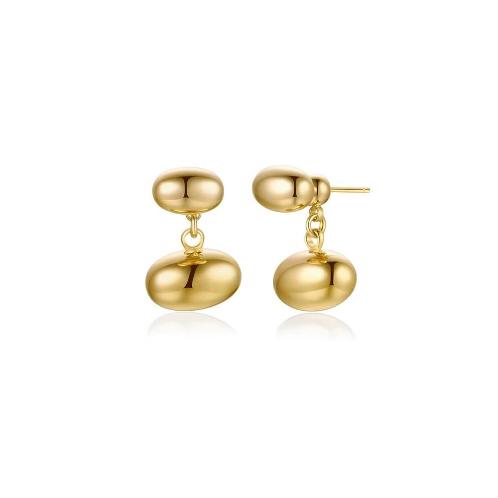 18K Gold Plated Metal bean earring 2 ways to wear it For women