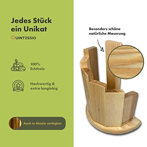 QUINTESSIO Magnetische Messenblok zonder Messen - Halfronde Magnetische Houten Messenhouder - XL-Messenplank met Extra… - Afbeelding 4