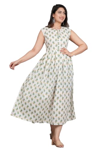 Image of Monique Brand Women's /Girls Cotton Kurta for Women Floral Printed Regular Fit Anarkali Kurta ||Floral Flared Western Dress