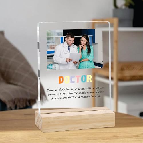 Image of Giftplease Best Doctor Photo Plaque with Wooden Stand | Personalised Gift for Doctors | Thank You Gift for Medical Professionals | Home Office Table Decor |Appreciation Frame for Doctor DCT 02