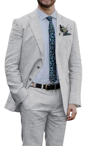 Stile versatile per matrimoni, balli di fine anno e oltre: Passa senza sforzo dal formale al semi-formale con questo abito in lino da uomo.Abbinalo a una camicia elegante e una cravatta per un look da smoking da uomo, o indossalo con una polo per un abito casual da uomo.L'opzione di abito neutro color tan si adatta a matrimoni in spiaggia, feste in giardino e eventi business-casual, mentre le tonalità più scure sono adatte per abiti formali da uomo e serate eleganti.Un must-have per qualsiasi collezione di abiti eleganti da uomo.