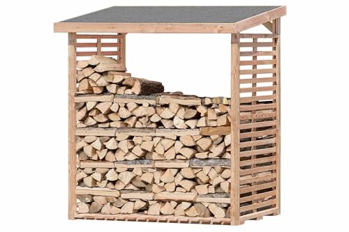 NaturWohnen KAMO L Kaminholzregal ohne Rückwand 200 × 75 × 200 cm, ca. 2 m³ - Holzlager für 2 Reihen Brennholz, wetterfest & stabil NaturWohnen KAMO L Kaminholzregal ohne Rückwand 200 × 75 × 200 cm, ca. 2 m³ - Holzlager für 2 Reihen Brennholz, wetterfest & stabil