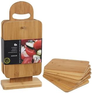 6 Piece Multi Purpose Bamboo Chopping Board Set with Display Stand