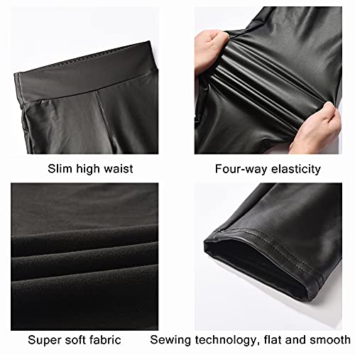 Damen Kunstleder Leggings Lederhose High Waist Leggings Hose Strumpfhosen Treggins Leggins Kunstleder Leggings Leder Look hüfthoch Thermal Kunstleder Winter - Image 5