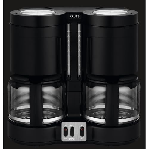 KRUPS Filterkaffeemaschine Duothek Plus, Kombiautomat, 2 unabhängige Brühsysteme, Kaffee und Tee, 2 x 10 Tassen, 2 Schwenkfilter mit Tropfverschluß, 2 separate Wasserstandsanzeigen, Schwarz, KM8508