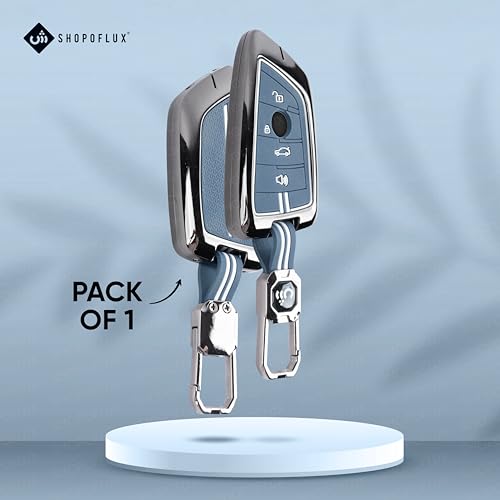 Image of SHOPOFLUX Metal Key Cover Compatible for BMW X1, X3, X6, X5, 5 Series, 6 Series, 7 Series 4 Button Smart Key