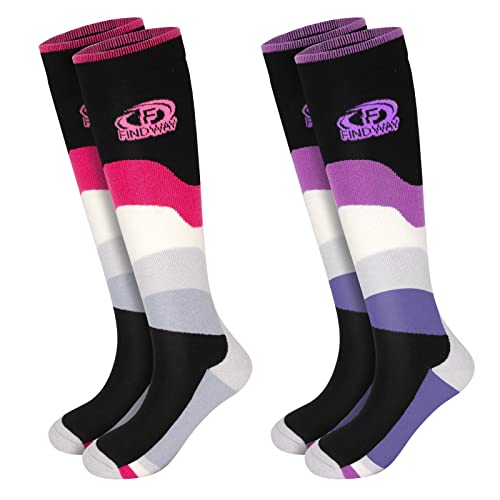 Findway 2 Pares Unisex Calcetines Esqui para Hombre y Mujer Largos, Calcetines Termicos Lana Merino Acolchados y Respirable para Touring, Alpinisimo y Snowboard, M/L Cover