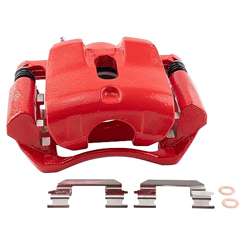 Image of TRQ Front Right Brake Caliper w /Bracket Performance Red Passenger Side | For 2003-2008 Honda Pilot