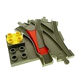  1 x Lego Duplo Weiche alt-dunkel grau Schiene für E-Lok Eisenbahn Zug 6379c01