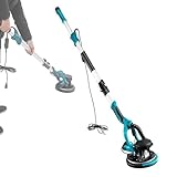 Drywall Sander, 850w Popcorn Ceiling Removal Tool, Electric Drywall Sander With Vacuum Dust Collection, 5 Variable Speed 800-1800rpm, Led Light, Foldable & Extendable Handle