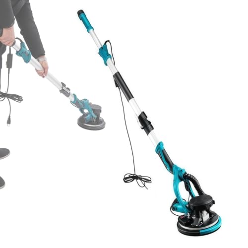 Drywall Sander, 850w Popcorn Ceiling Removal Tool, Electric Drywall Sander With Vacuum Dust Collection, 5 Variable Speed 800-1800rpm, Led Light, Foldable & Extendable Handle