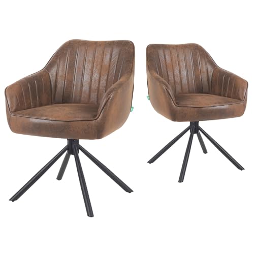 DUBI Möbel Esszimmerstühle 2er Set 360° drehbar mit Taschenfederkern, hoher Sitzkomfort, bis 150 kg belastbar, Wildlederoptik Braun, Robustes Metall-Kreuzgestell, modernes Design, Modell Mika-Maya DUBI Möbel Esszimmerstühle 2er Set 360° drehbar mit Taschenfederkern, hoher Sitzkomfort, bis 150 kg belastbar, Wildlederoptik Braun, Robustes Metall-Kreuzgestell, modernes Design, Modell Mika-Maya