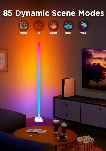 Nexlum Smart RGBIC LED Corner Floor Lamp with Music Sync, 45" Dimmable Standing Lamp - Image 2