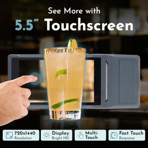 Image of POS Store Q2i Mobile POS Terminal, Android 11 Handheld with 58mm Receipt Printer and 1D Barcode Scanner, All-in-One Point of Sale System for Retail, Restaurants, Cafes and Pop-Up Stores