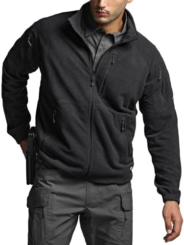 CQR Men's Full-Zip Tactical Jacket, Soft Warm Military Winter Fleece Jackets, Outdoor Coats with Zipper Pockets