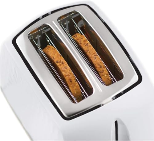 Russell Hobbs Honeycomb 2 Slice Toaster (Extra wide slots, High lift feature, 6 Browning levels, Frozen/Cancel/Reheat function, Removable crumb tray, 850W, White textured high gloss) 26060 - Image 4