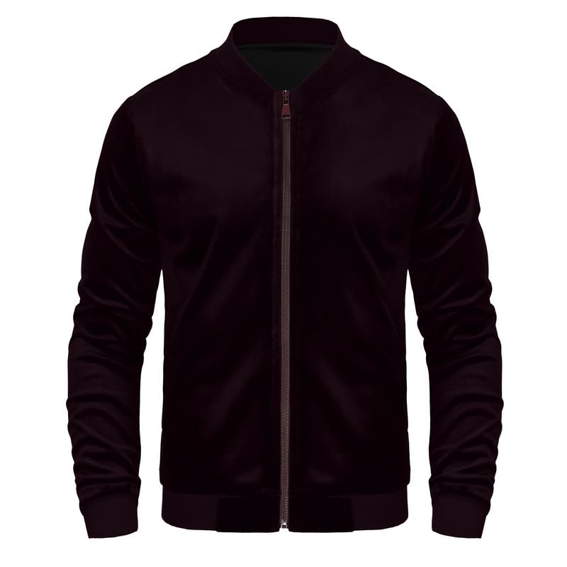 Image of Mens Faux Suede Bomber Jacket Varsity Jacket Windbreaker Vintage Casual Lightweight Leather Coats Jackets