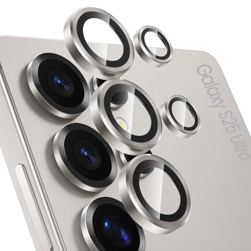 Image of Tensea (3+2 Pack Compatible with Samsung Galaxy S25 Ultra Camera Lens Protector, 9H Tempered Glass, Camera Cover, Screen Protector, Metal, Custom Ring, Installation Tray)