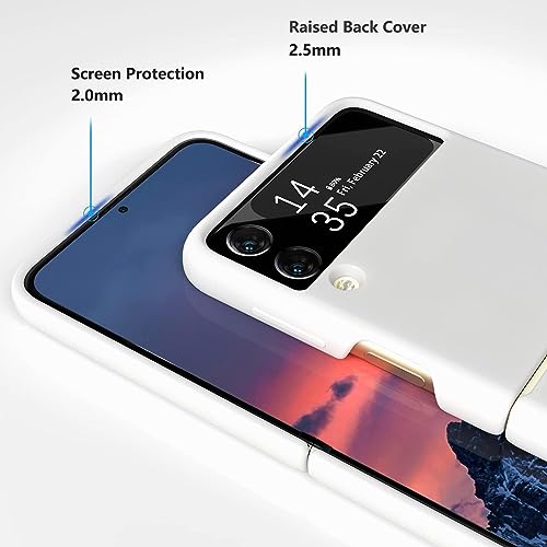 Image of MIDOS Back Cover Compatible with Samsung Z Flip 3 Silicone Case Full Protection Shock Proof Case for Samsung Galaxy Z Flip 3 (White)