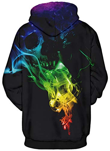 Unisex Adult Fleece Hoodie Jackets Funny Design Halloween Skeleton Skull 3D Digital Printed Multi Color Smoking Long Sleeve Warm Rave Hooded Sweatshirts For 80S Womens Man Winter Casual Wear Outfits L #TOP1