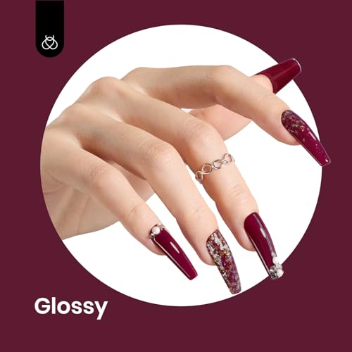 Image of Beetles Dark Red Gel Polish - Mellow Plum 15ML /0.51Fl Oz, Cherry Wine Burgundy Red Gel Nail Polish, Soak Off UV LED Lamp Burgundy Wine Fall Nails Art, Long-Lasting Manicure Salon DIY Home