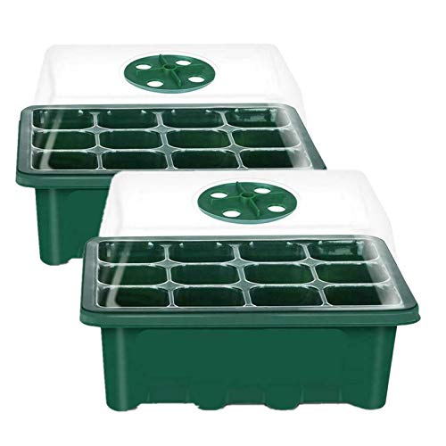 Preisvergleich Produktbild ROUNYY Mini Gewächshaus Zimmergewächshaus Greenhouse Anzuchtschale mit Deckel mit Belüftung, bruchsicherer Deckel, sehr stabil (Grün 2pcs)