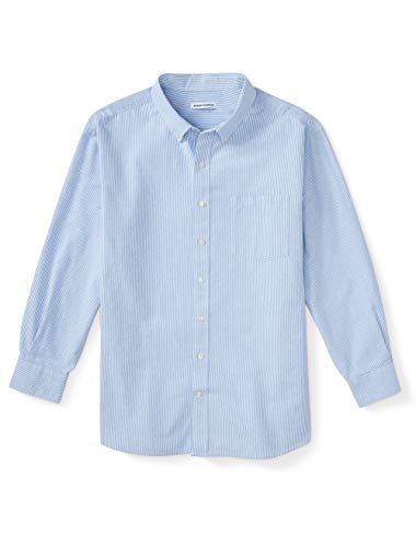Amazon Essentials Men's Big & Tall Long-Sleeve Pocket Oxford Shirt fit by DXL, Blue Stripe, 2XLT