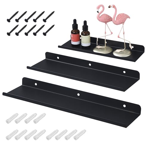 CAIXINYI Wandregal Schwarz, 3er Set, Bilderleiste Schwarz, wasserdicht und...