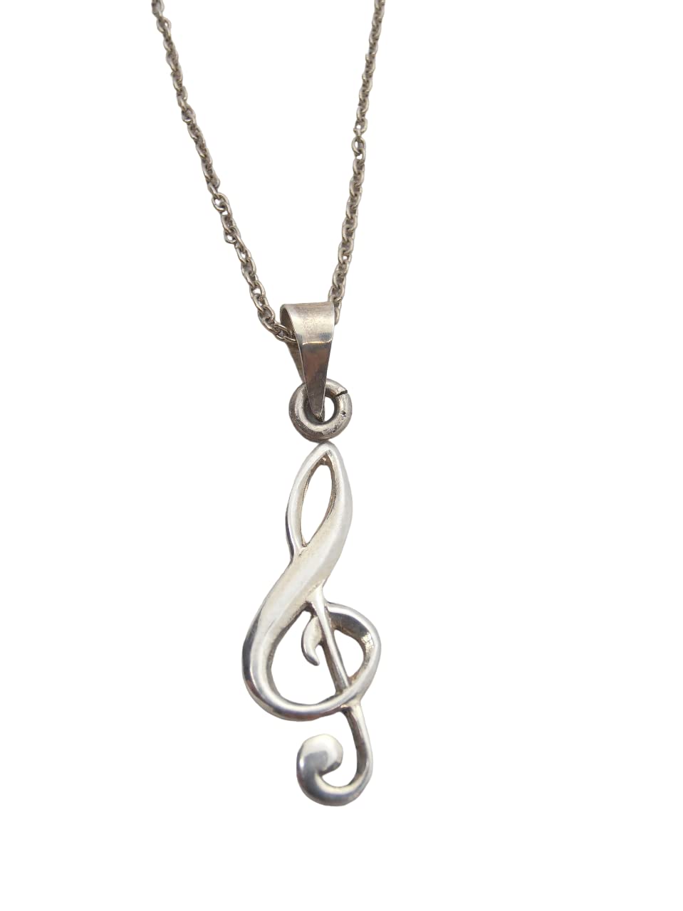 Chiave di Violino : Ciondolo e Catenina in Argento 925 - Pendente con Girocollo - Musica - Musicista - Note Musicali