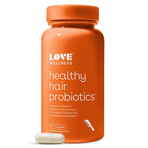 Love Wellness Healthy Hair Probiotics, 30 Capsules - Probiotic Blend Support Hair Growth and Healthy Scalp for Thicker, Fuller Looking Hair - AnaGain Nu, Biotin, Vitamin B12 & B6 - Safe & Effective